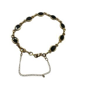 12k gold filled black onyx link bracelet